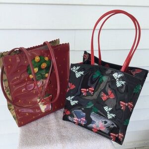 2 Christmas Purses, Vinyl, Look Like Gift Bags
